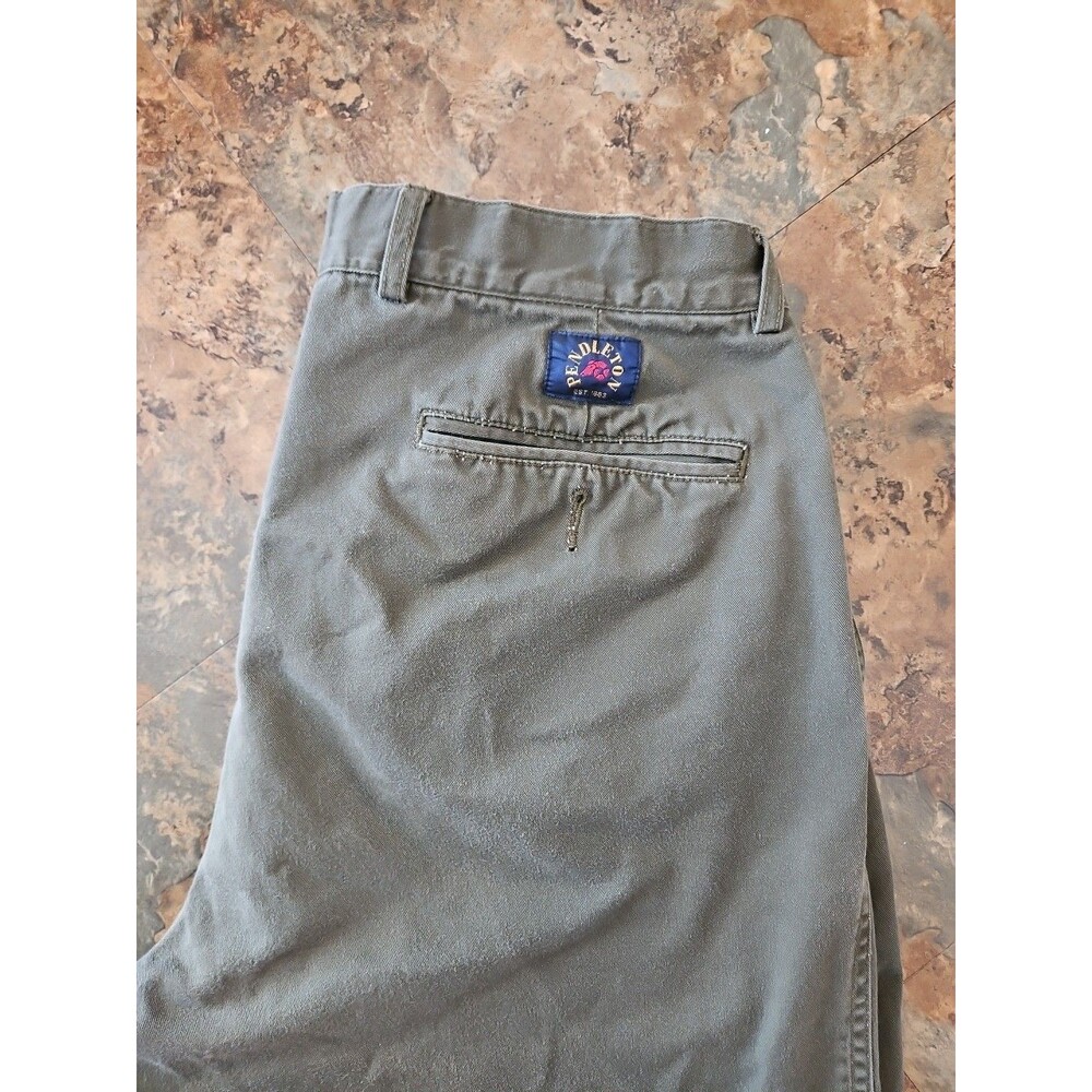 Pendleton Mens Shorts size 35 Green pleat cotton blend‎ casual shorts VTG(B39